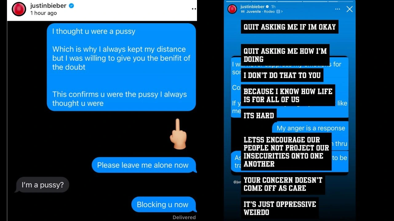 Justin Bieber texts: courtesy of Justin Bieber's Instagram