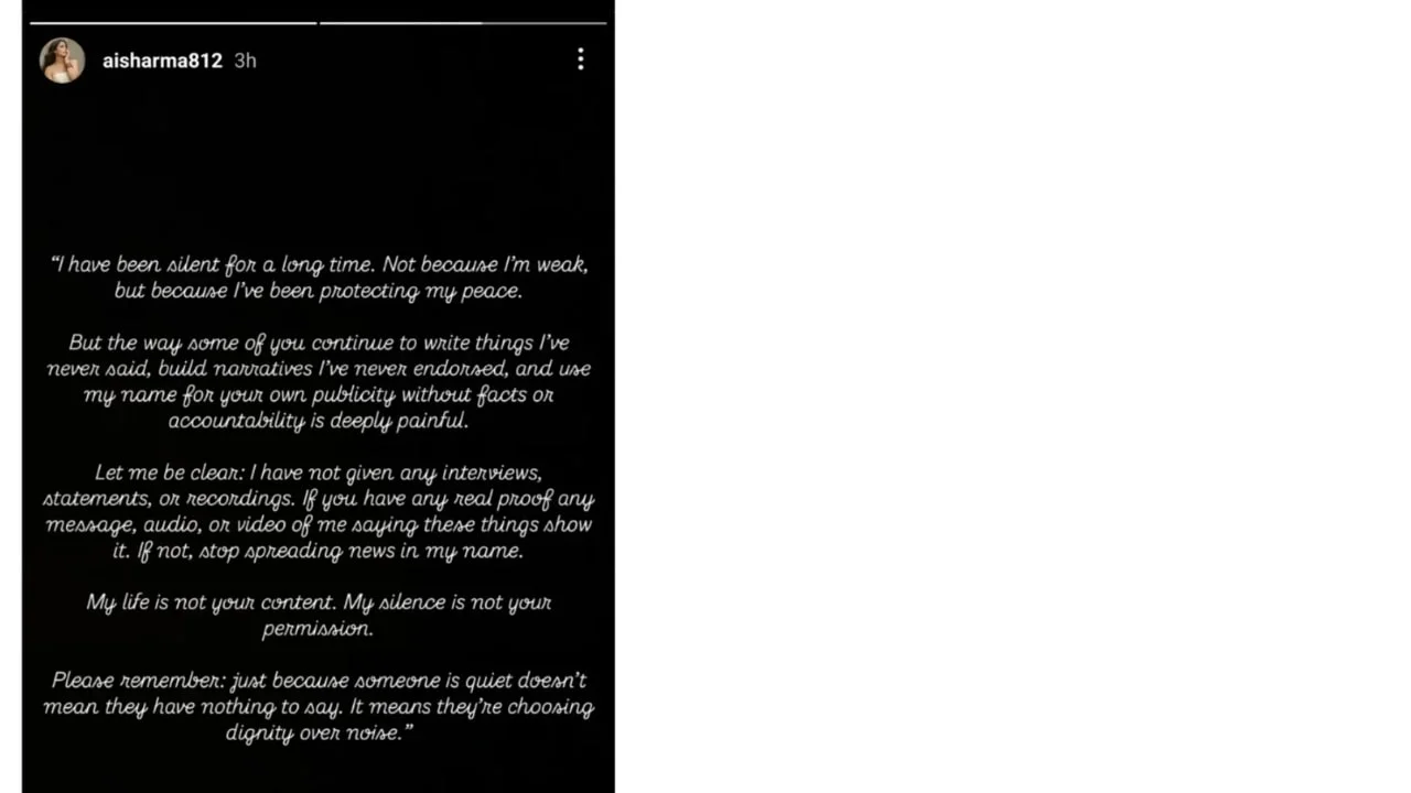 Aishwarya Sharma's statement