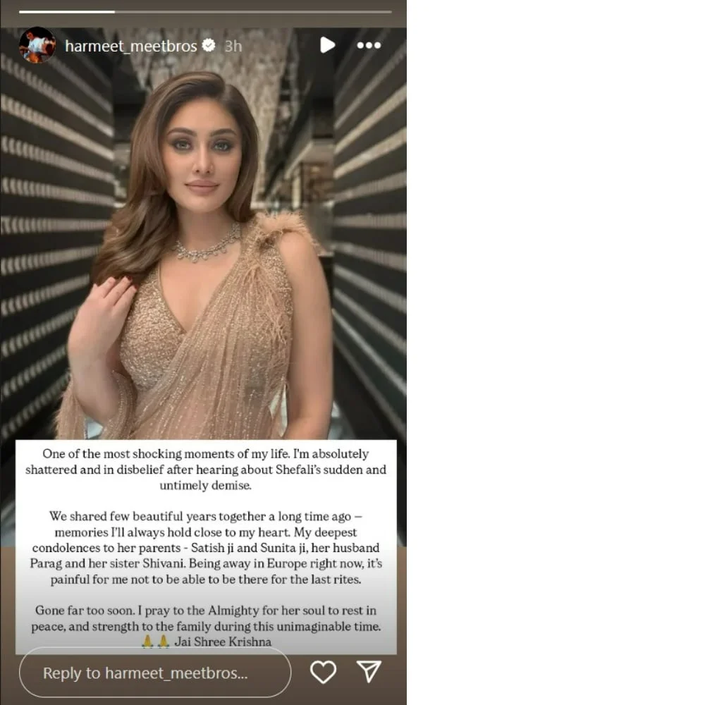 Harmeet Singh expresses grief over Shefali Jariwala's demise