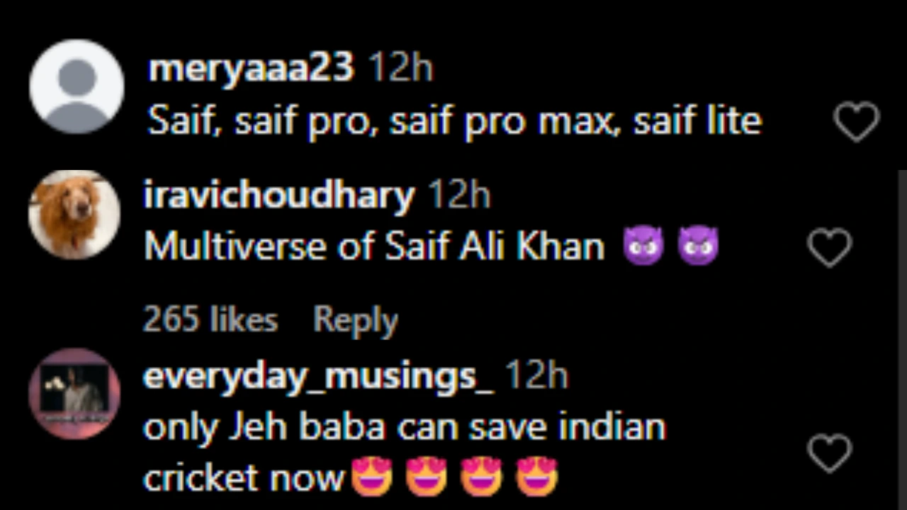 Netizens comment on Ibrahim Ali Khan's post (PC: IG)