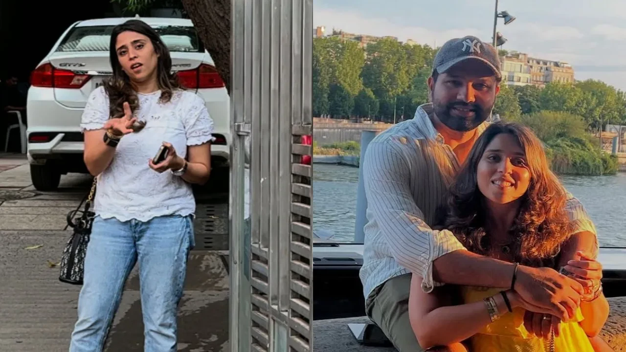 Picture Courtesy: Pinkvilla/Rohit Sharma Instagram Rohit Sharma’s wife Ritika Sajdeh snaps at media for recording her: 'Kya kar rahe...'