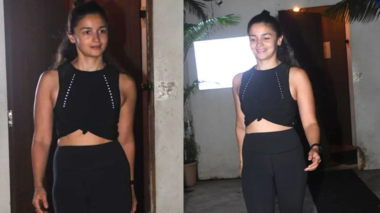 Alia Bhatt spotted while stepping out after her dance rehearsal for special song in Alpha. (Credits: Pinkvilla) Alia Bhatt