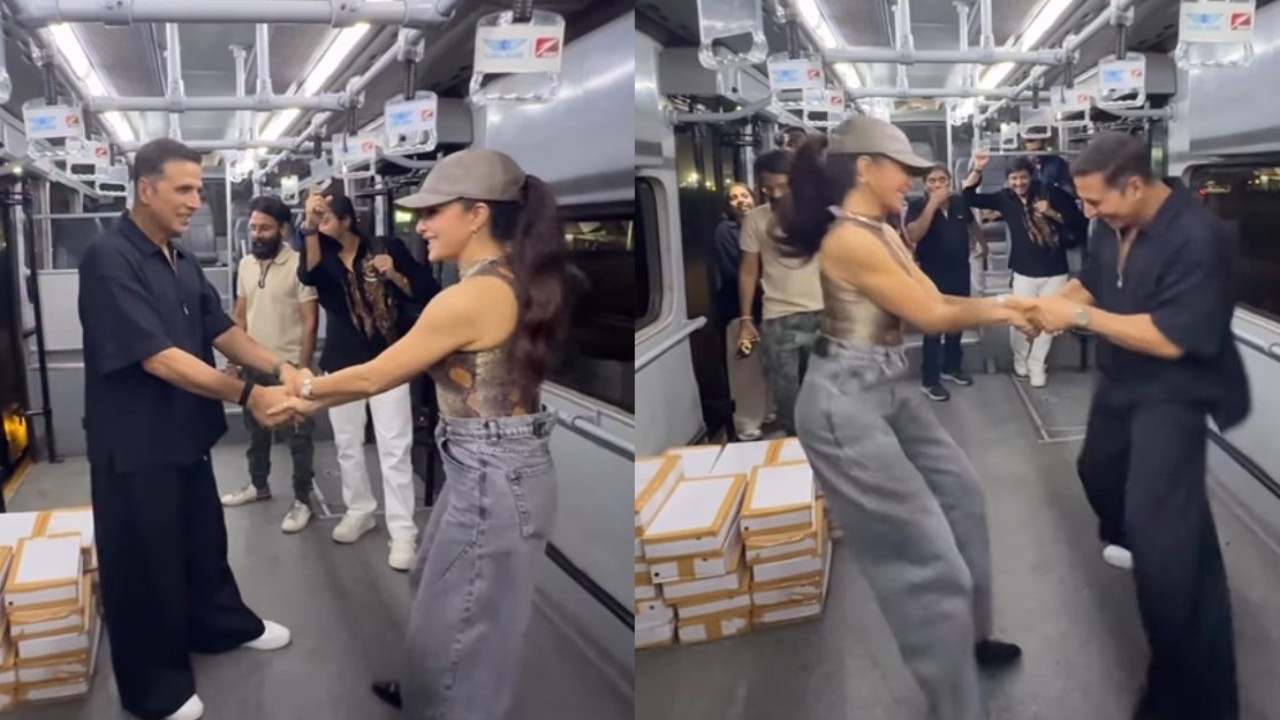 Picture Courtesy: Jacqueline Fernandez/Instagram Akshay Kumar teaching Housefull 5 co-star Jacqueline Fernandez Fugdi reminds fans of Mujhse Shaadi Karogi, check out