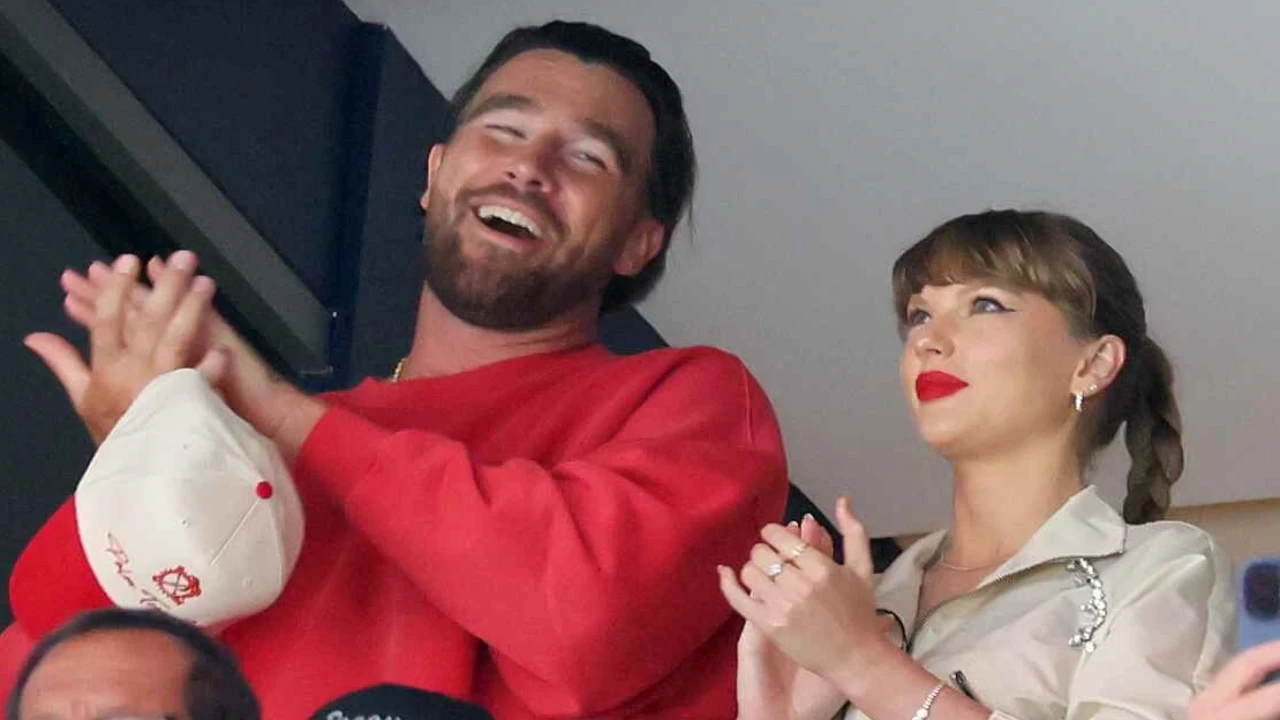 Travis Kelce and Taylor Swift via Getty Images Getty Images