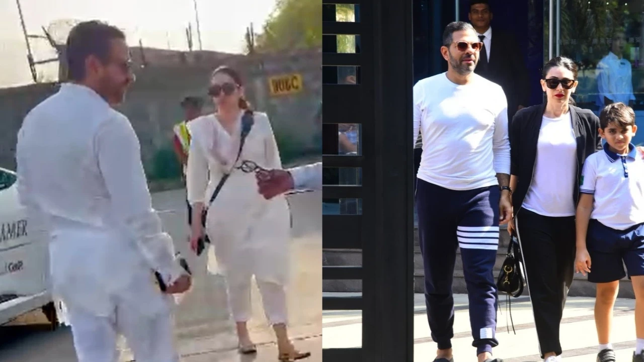 Pic Courtesy: APH PICS: Saif Ali Khan joins Karisma Kapoor as they jet-off to Mumbai after attending Sunjay Kapoor's funeral