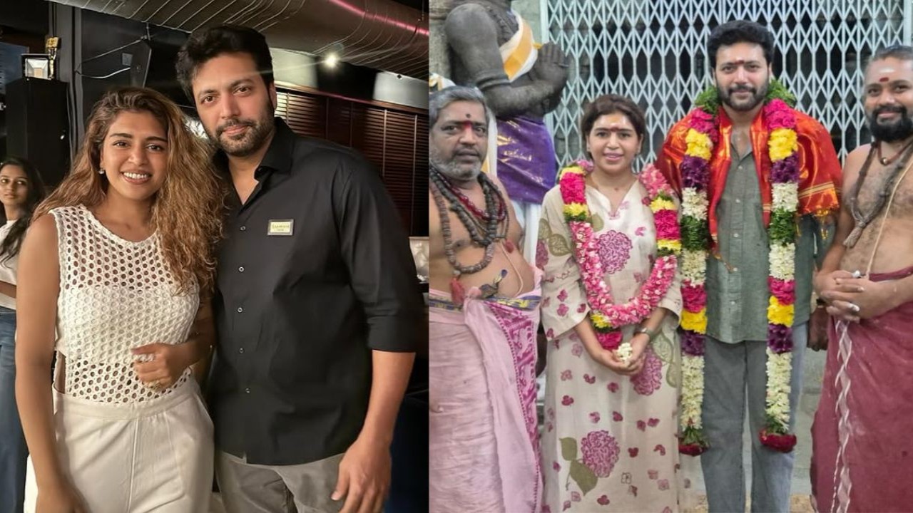 Ravi Mohan seeks blessings at Kundrakudi Temple with rumored GF Keneeshaa Francis (PC: Keneeshaa Francis IG, @sureshas_sherus on X) @sureshas_sherus