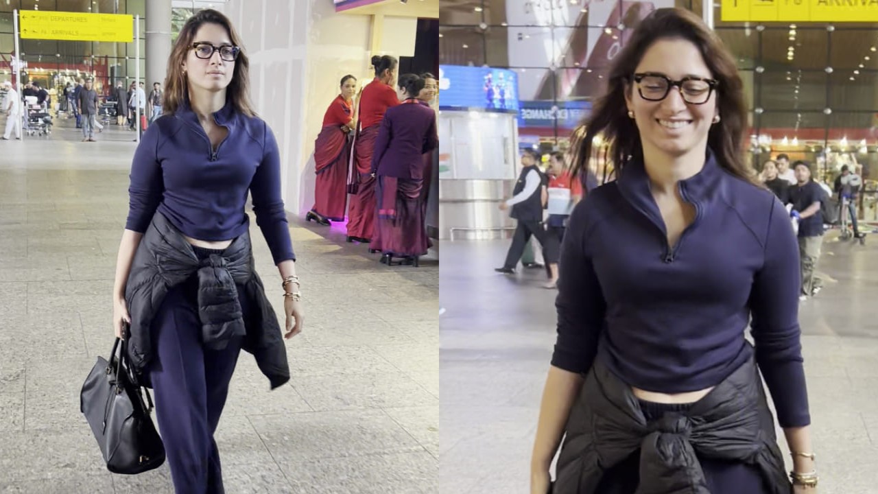 Tamannaah Bhatia normalizes lazy and no-makeup airport look, wears nerdy glasses. PC: APH Images Tamannaah Bhatia