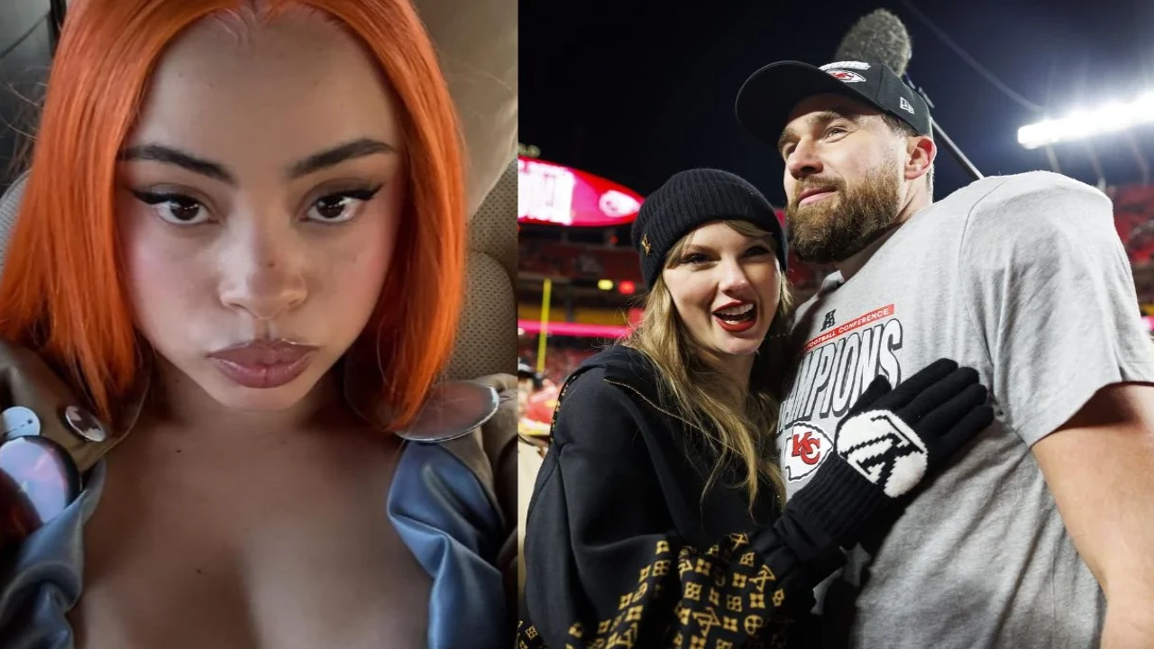Ice Spice (via Instagram), Taylor Swift & Travis Kelce (via Getty Images) Ice Spice (via Instagram), Taylor Swift & Travis Kelce (via Getty Images)