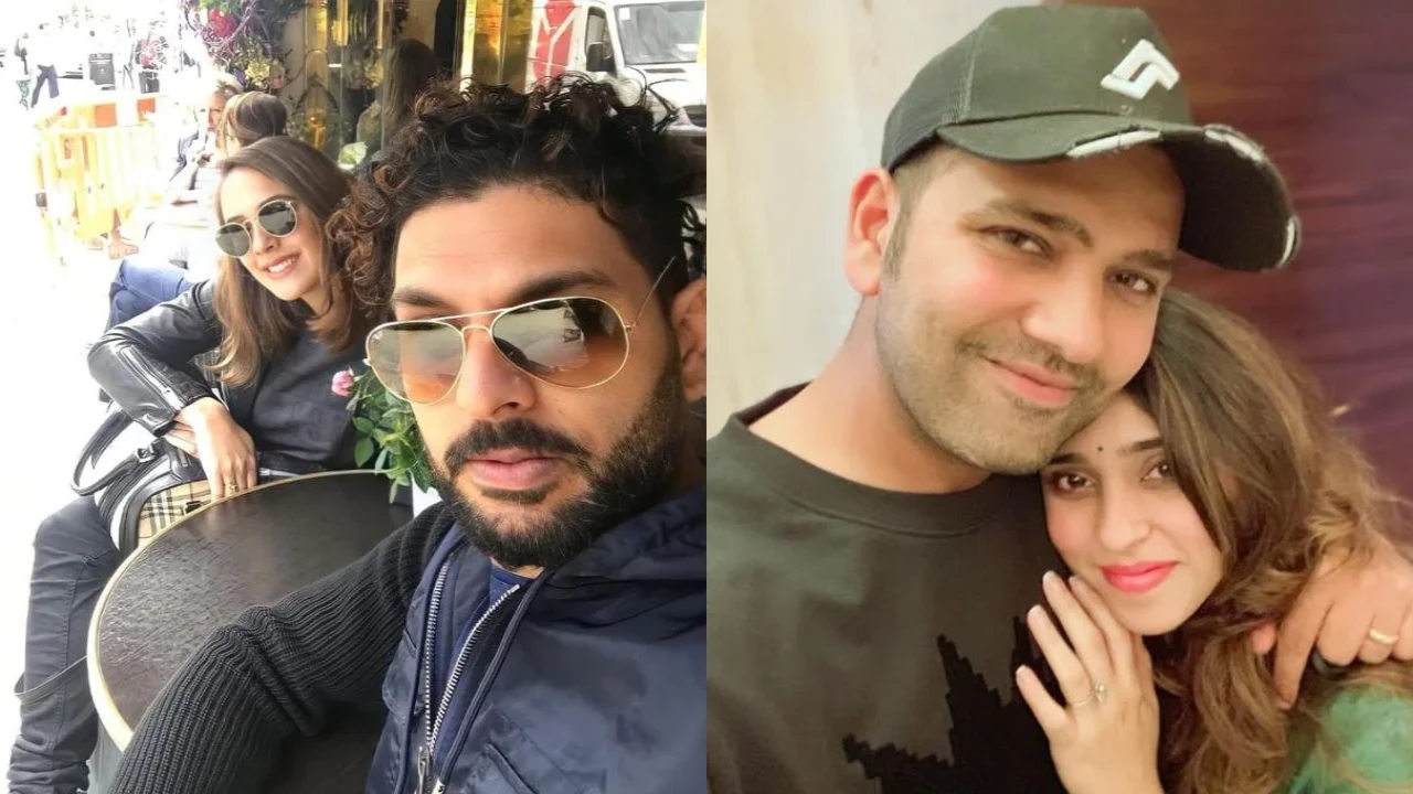 Hazel Keech & Yuvraj Singh, Rohit Sharma & Ritika Sajdeh (via Instagram) Hazel Keech & Yuvraj Singh, Rohit Sharma & Ritika Sajdeh (via Instagram)