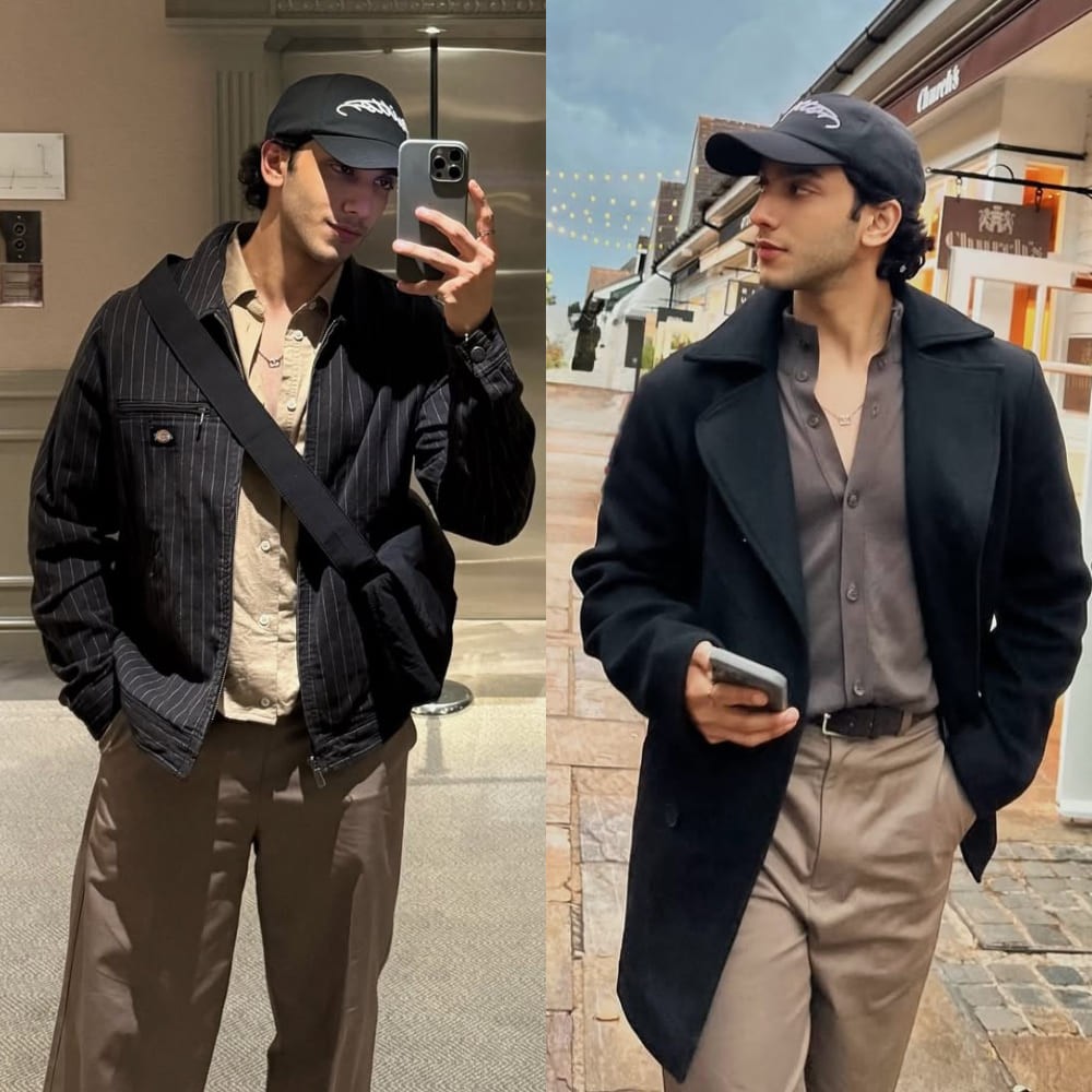 Vedang Raina pairs Rs 10,237 pinstripe jacket with cool cap on vacation—all men, take notes