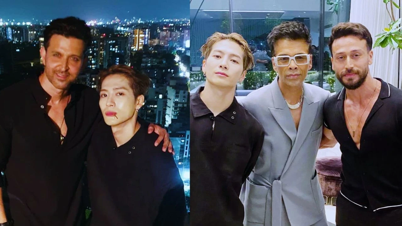 Jackson Wang with Hrithik Roshan, Karan Johar, Tiger Shroff: courtesy of Jackson Wang's Instagram Jackson Wang with Hrithik Roshan, Karan Johar, Tiger Shroff: courtesy of Jackson Wang's Instagram