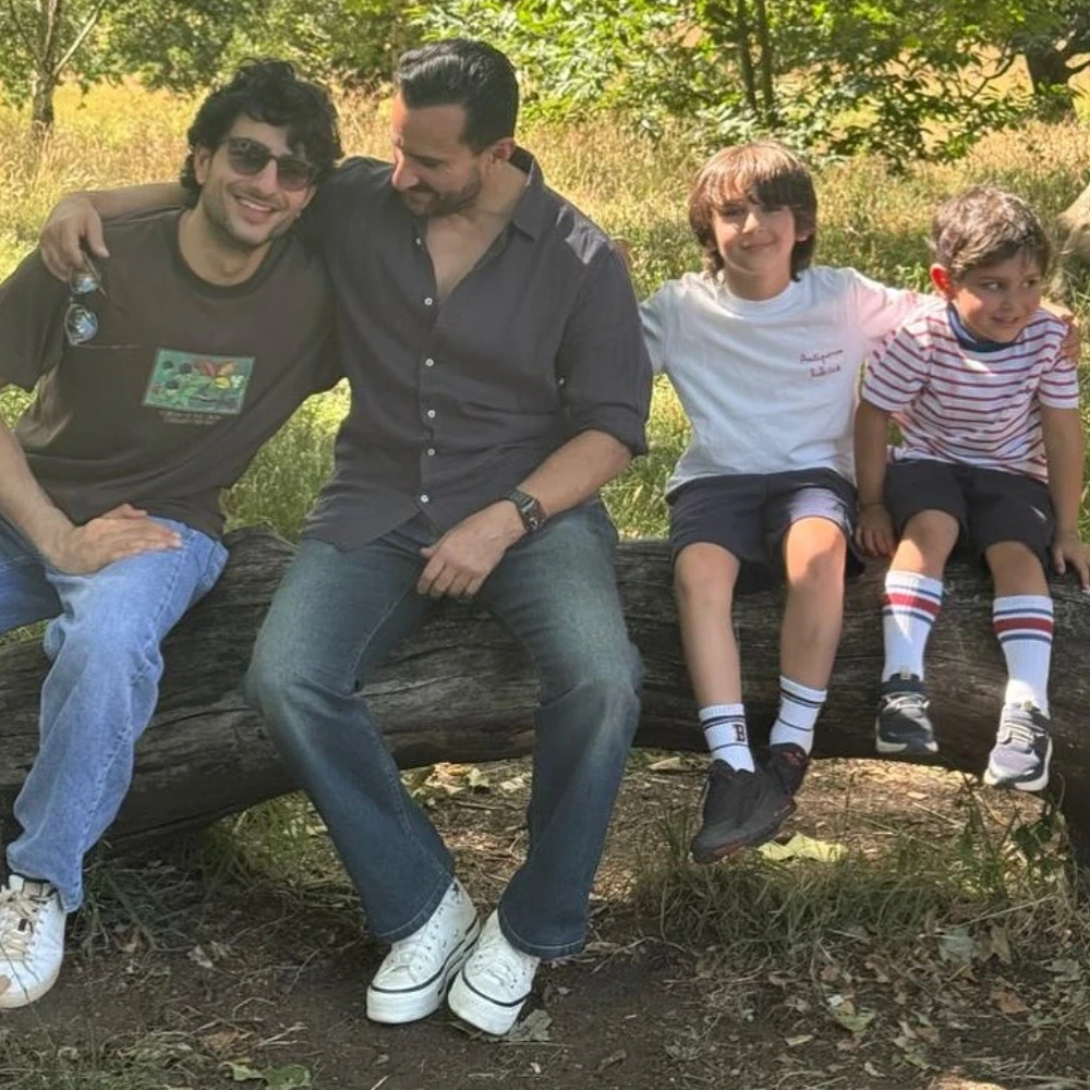 Photo: Saif Ali Khan's rare park outing with sons Ibrahim Ali Khan, Taimur and Jeh gets hilarious reactions