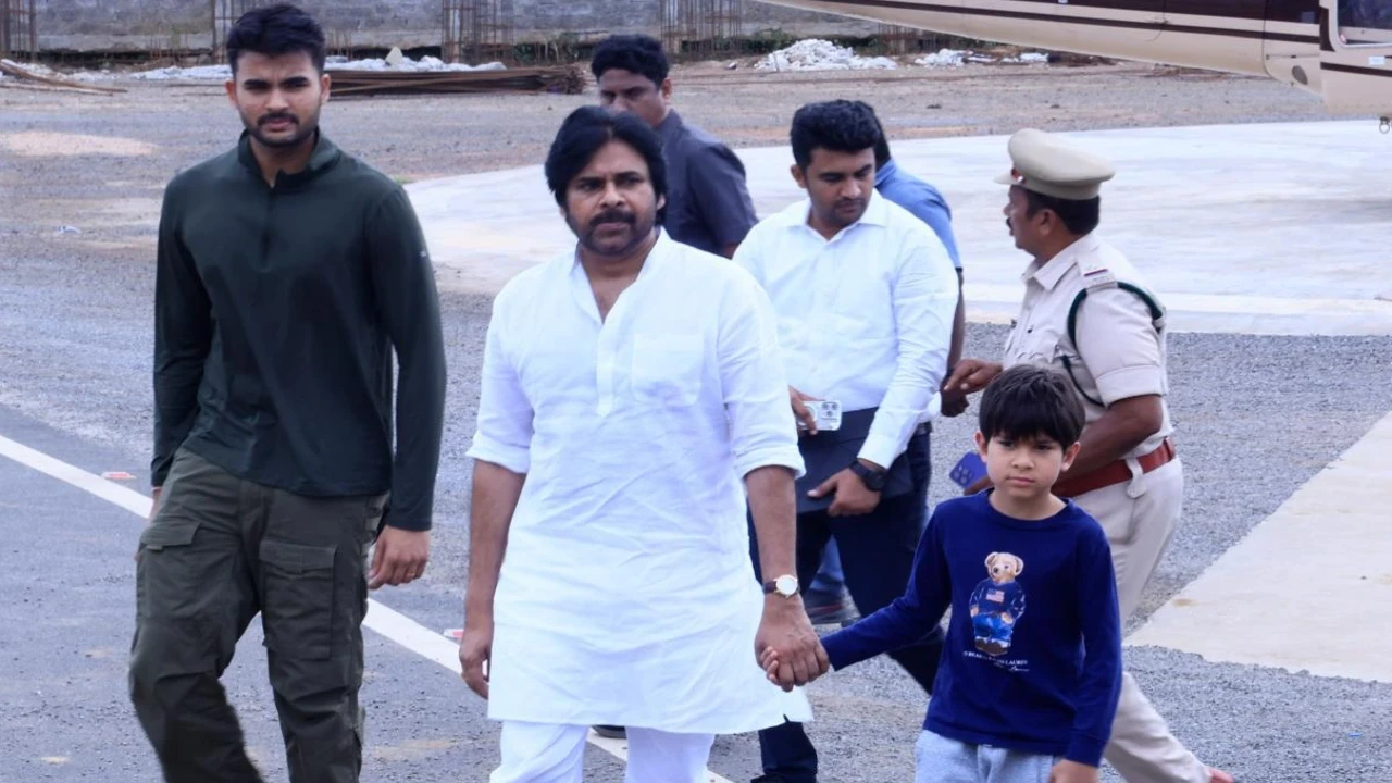 Pawan Kalyan’s sons Akira Nandan and Mark Shankar make rare appearance together with their father to work (PC: Team Pawan Kalyan) Pawan Kalyan’s sons Akira Nandan and Mark Shankar make rare appearance together with their father to work