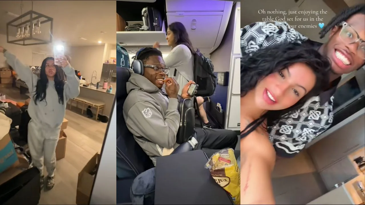 Leanna Lenee & Travis Hunter on honeymoon (via her TikTok)