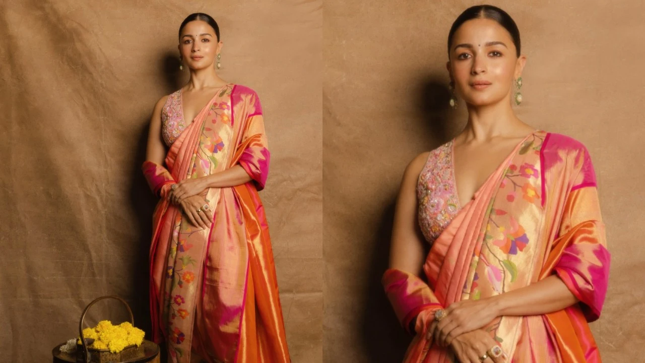 6 saree blouse designs for Sawan Somwar 2025: Alia Bhatt in Paithani to Katrina Kaif in Kashida embroidered drape