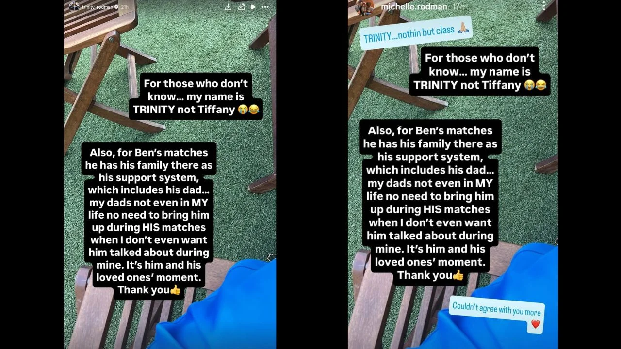Trinity Rodman's story, Michelle Moyer's story (via their Instagram)