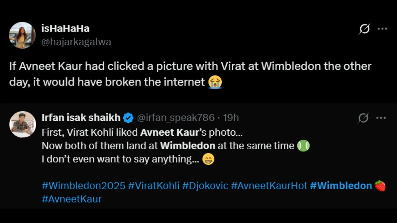 Comments on Avneet Kaur's Wimbledon post (via Instagram)