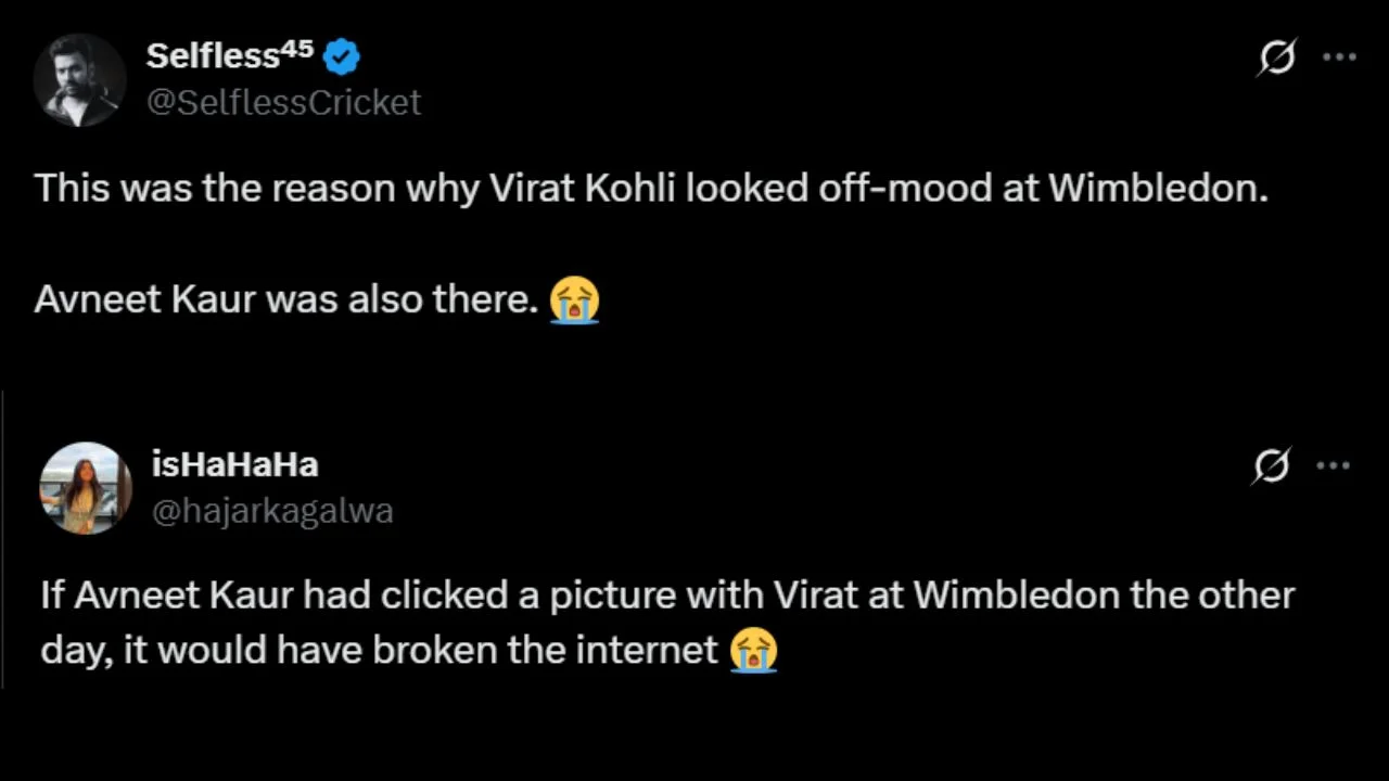 Posts on about Virat Kohli and Avneet Kaur at Wimbledon (via X Twitter)