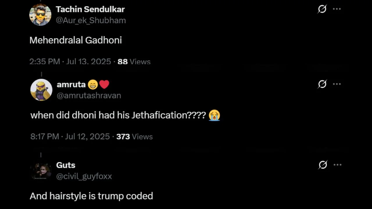 Jethalal-Dhoni comparisons (via X/Twitter)