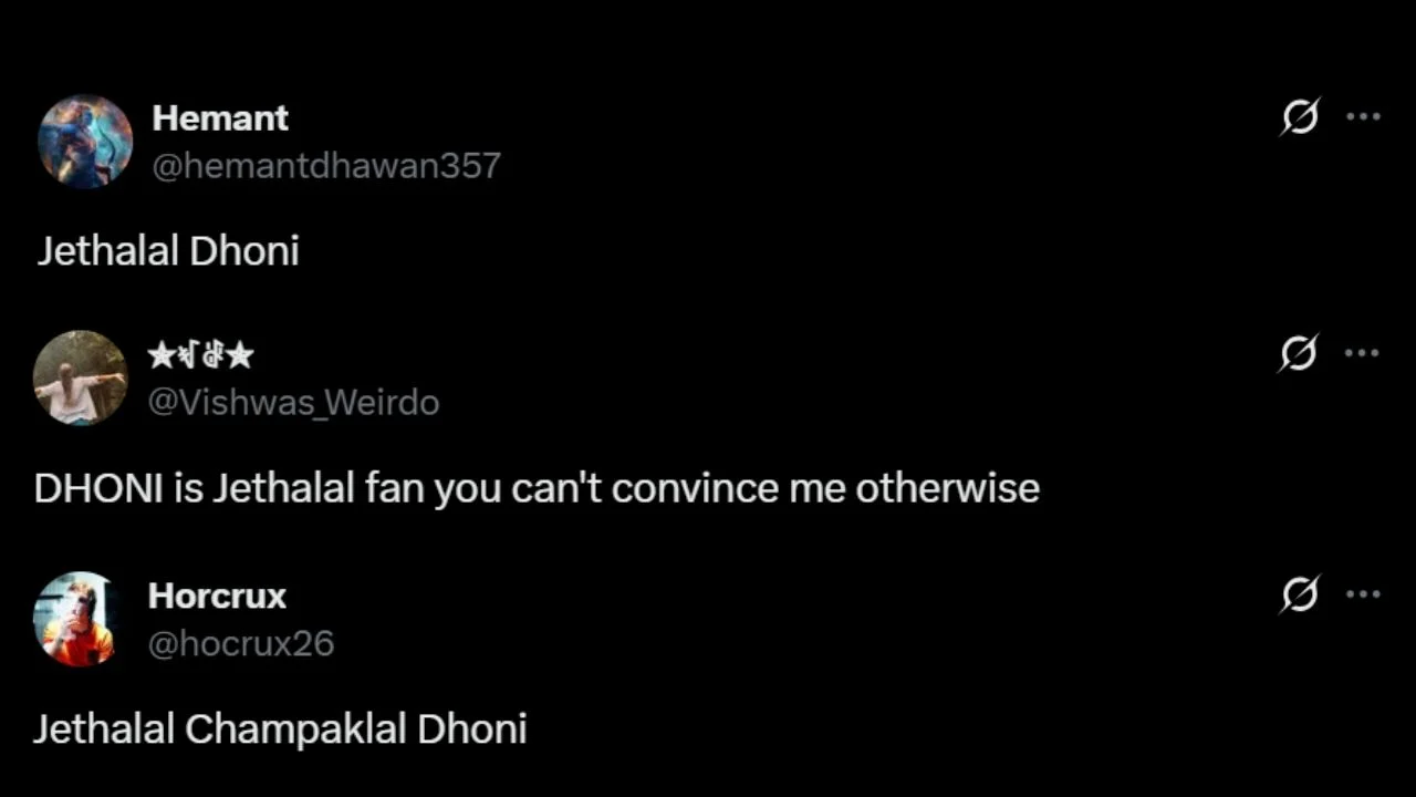Jethalal-Dhoni comparisons (via X/Twitter)