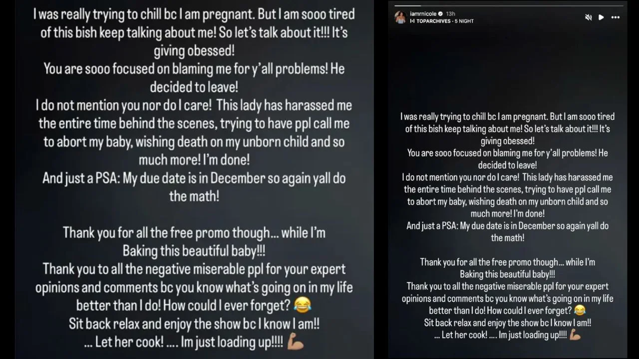 Rashida Nicole's story (via her Instagram)