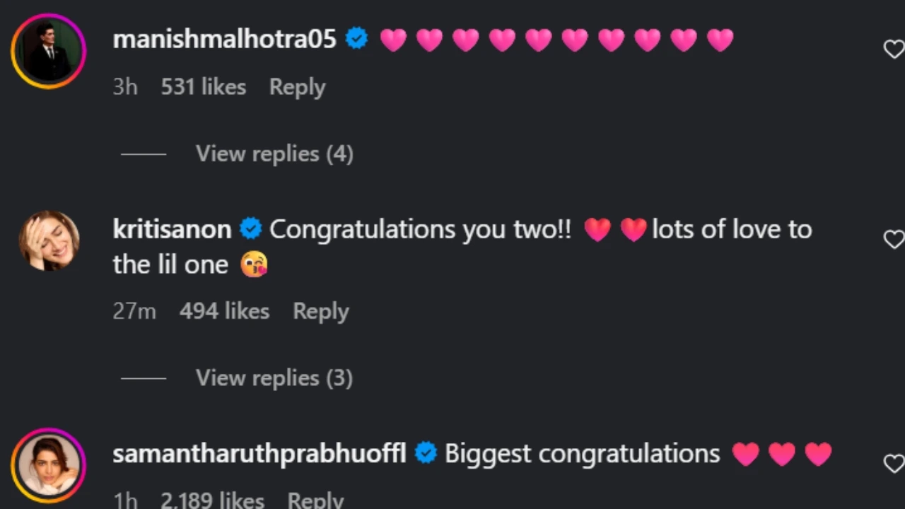 Celebrities shower love on Sidharth and Kiara's newborn. Picture courtesy: Instagram