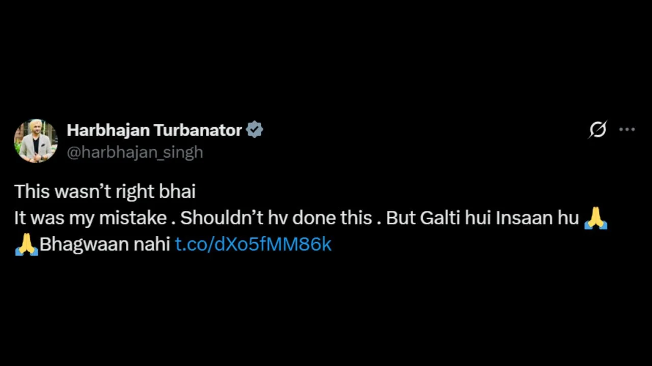 Harbhajan Singh's apology (via XTwitter)