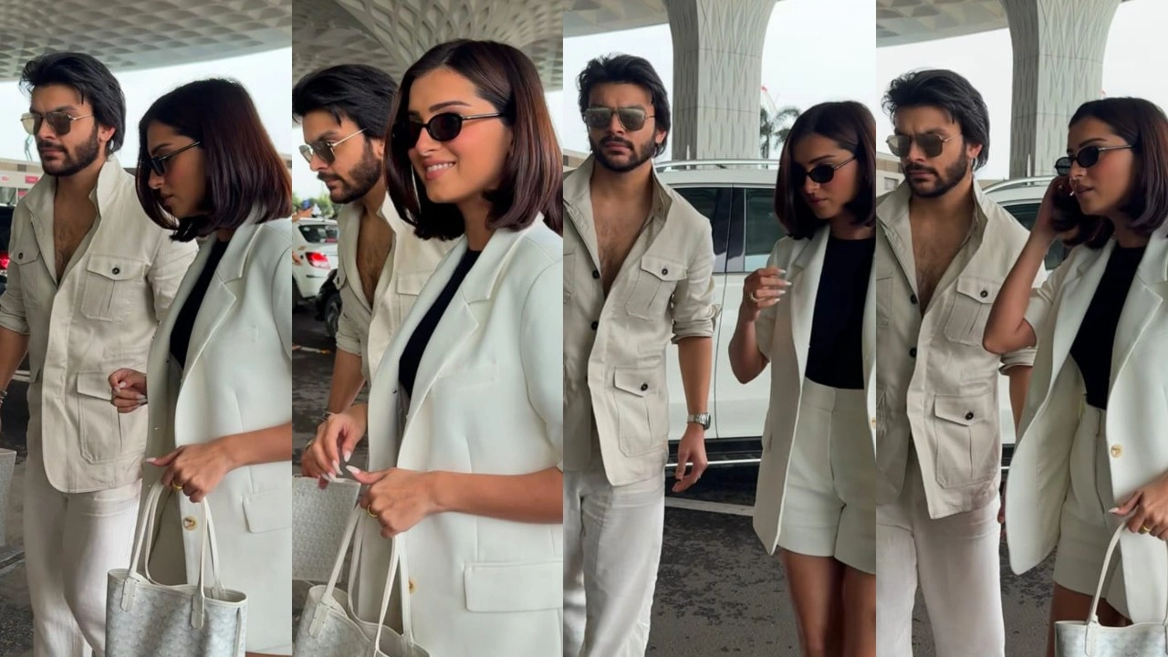 Rumored lovers Tara Sutaria and Veer Pahariya arrive in style at Mumbai airport, twin in white. Picture courtesy: Viral Bhayani