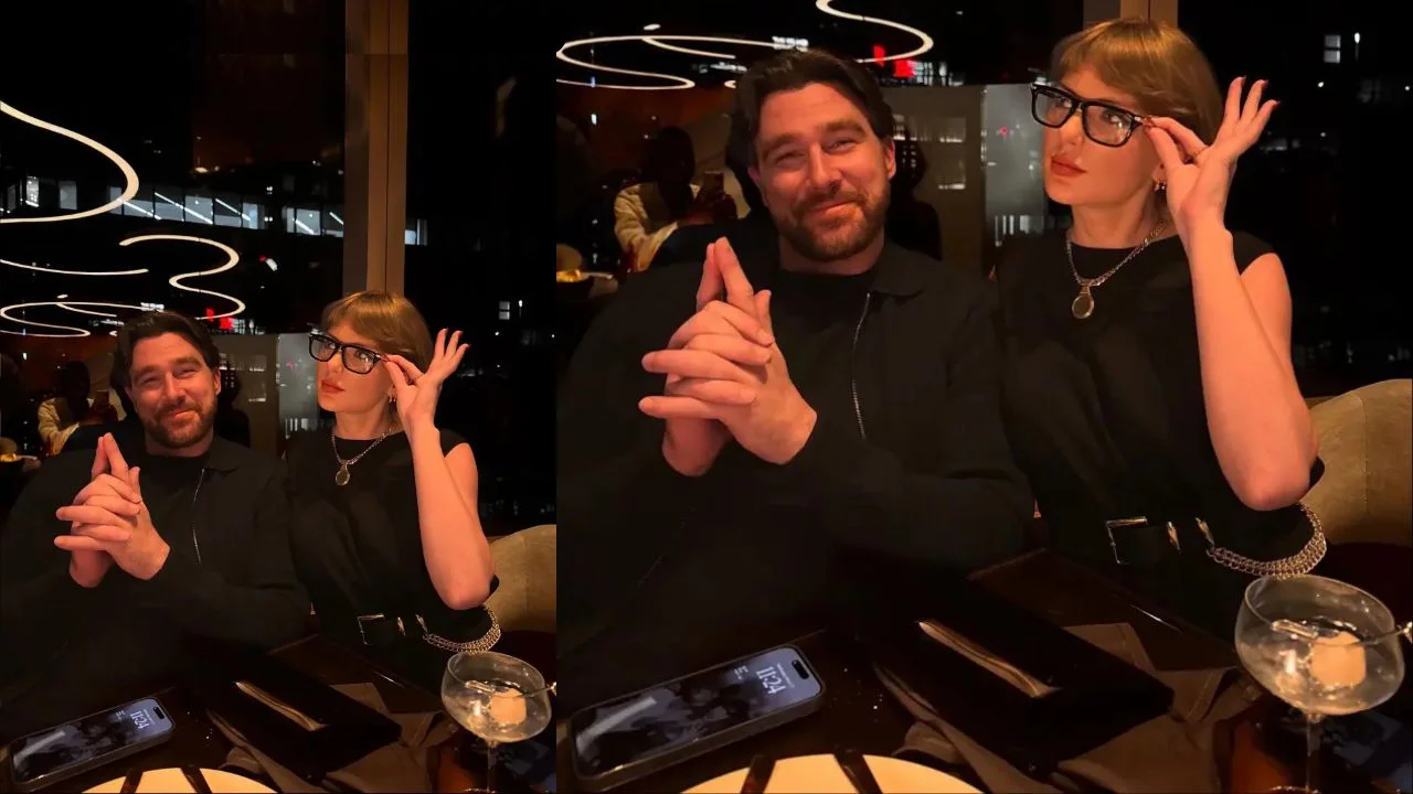 Travis Kelce & Taylor Swift (via Instagram)