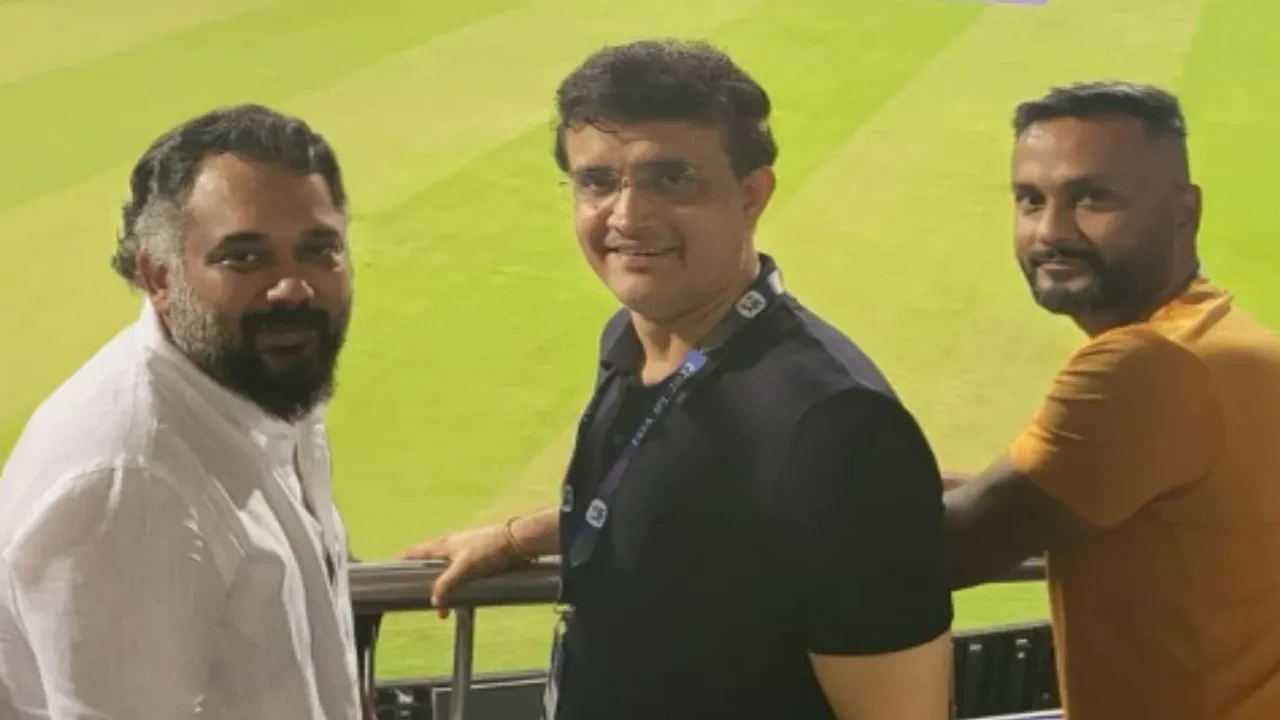 Producers Luv Ranjan and Ankur Garg spend time with Sourav Ganguly at stadium. Picture courtesy: Ankur Garg/Instagram Producers Luv Ranjan and Ankur Garg spend time with Sourav Ganguly at stadium, is biopic in the making?