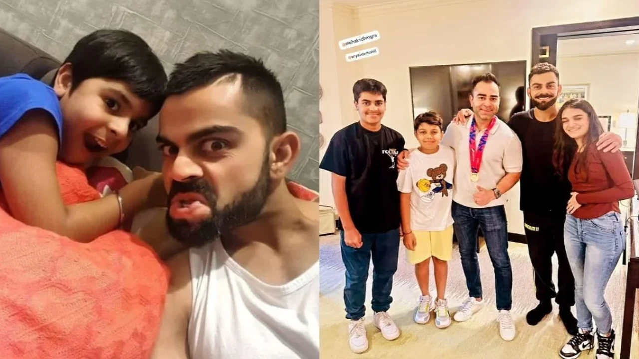Aryaveer Kohli, Virat Kohli & family (via Instagram) Aryaveer Kohli, Virat Kohli & family (via Instagram)