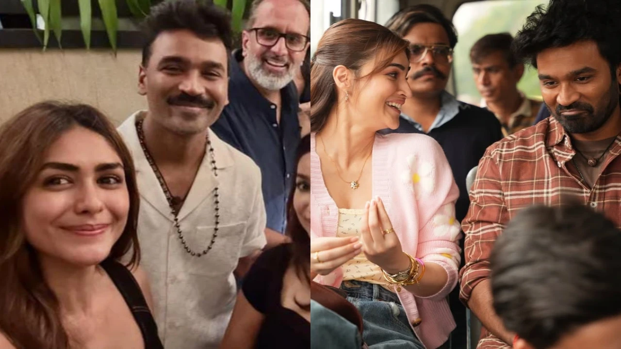 Dhanush parties with Mrunal Thakur and Kriti Sanon after Tere Ishk Mein shoot wrap