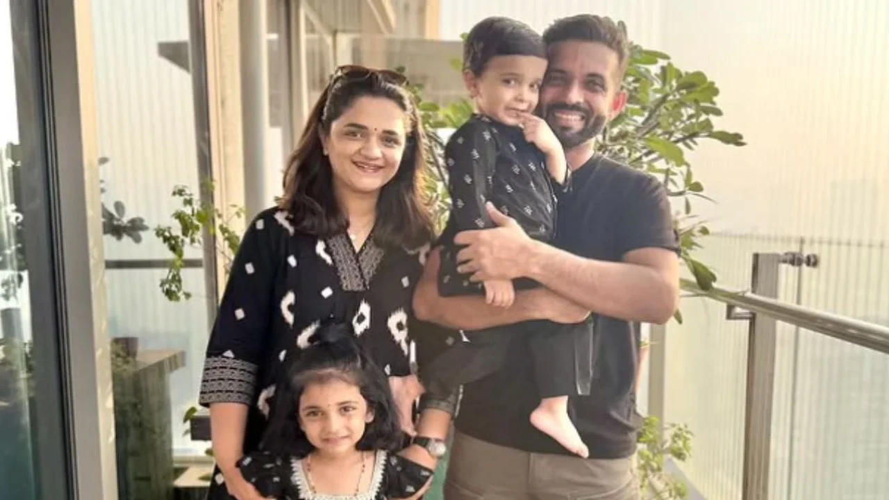Radhika Dhopavkar, Aarya, Raghav & Ajinkya Rahane (via Instagram) Radhika Dhopavkar, Aarya, Raghav & Ajinkya Rahane (via Instagram)