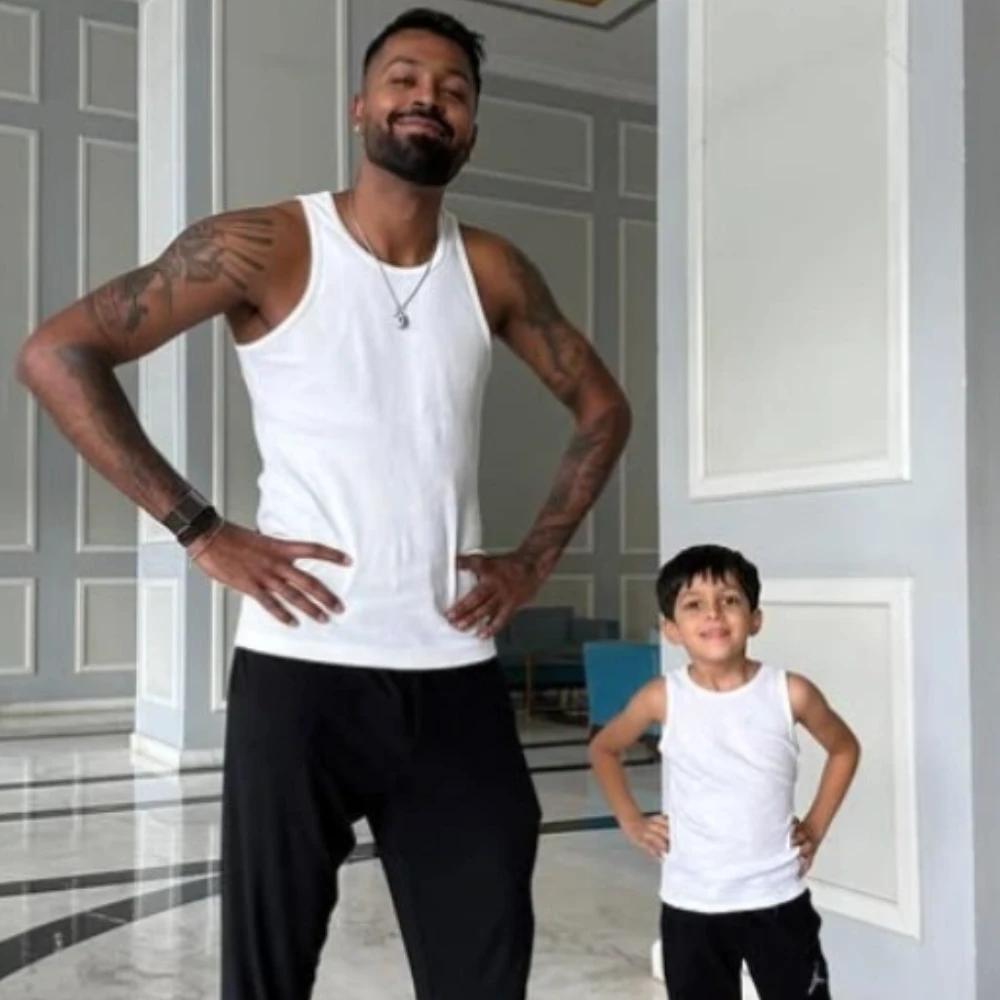 Hardik Pandya goes on fitness prep ahead of India's white-ball tour in Sri Lanka, trains with his son Agastya