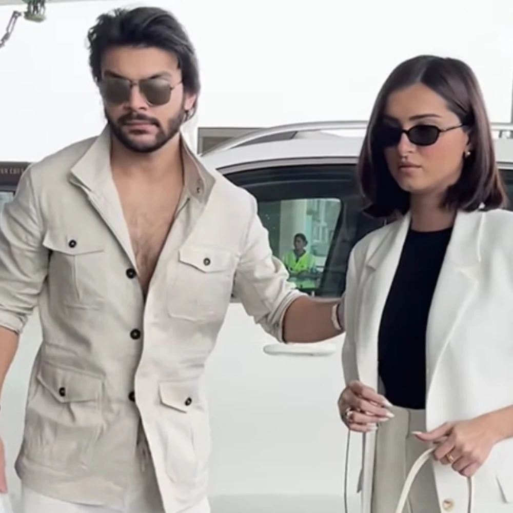 Rumored lovers Tara Sutaria and Veer Pahariya arrive in style at Mumbai airport, twin in white