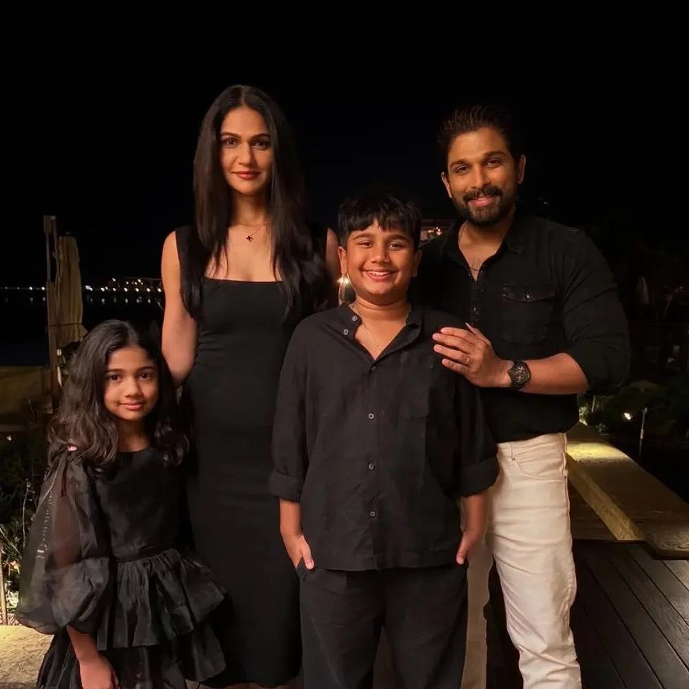 Watch: Allu Arjun and Sneha Reddy return from Europe trip, spotted twinning with kids at airport