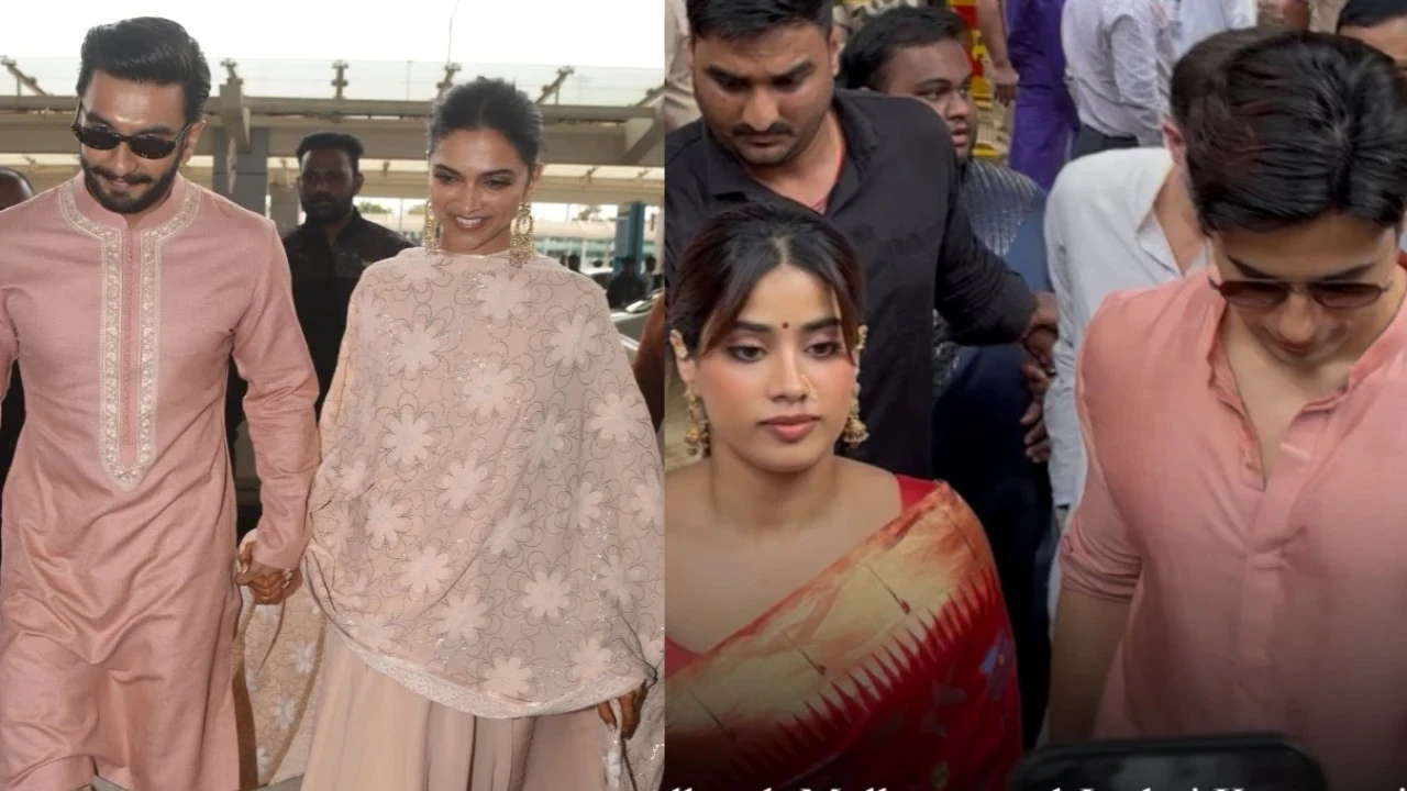 Pic credit: Pinkvilla Deepika Padukone-Ranveer Singh, Param Sundari co-stars Sidharth Malhotra and Janhvi Kapoor seek Lord Ganesha's blessings, Watch