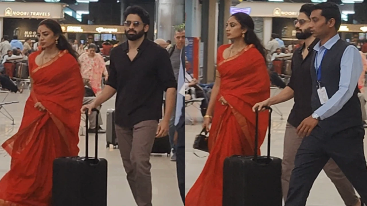  Sobhita Dhulipala turns heads in red saree and sindoor at airport