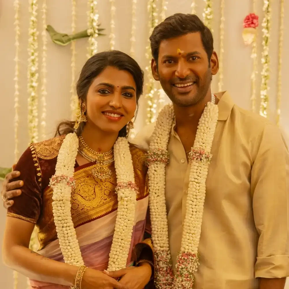 PICS: Mark Antony actor Vishal secretly gets engaged to actress Sai Dhanshika on his 47th birthday