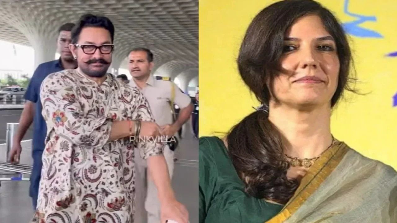 Aamir Khan clicked at Mumbai airport as he leaves with girlfriend Gauri Spratt for a romantic vacation (Pic Credit: Pinkvilla) Aamir Khan, Gauri Spratt