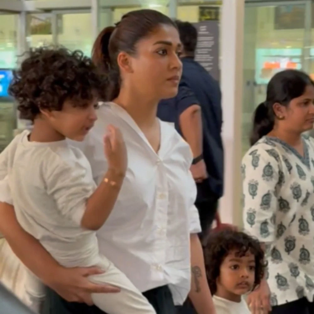 WATCH: Nayanthara's 'Mommy vibes' at Chennai airport with twin sons Uyir and Ulag win over fans