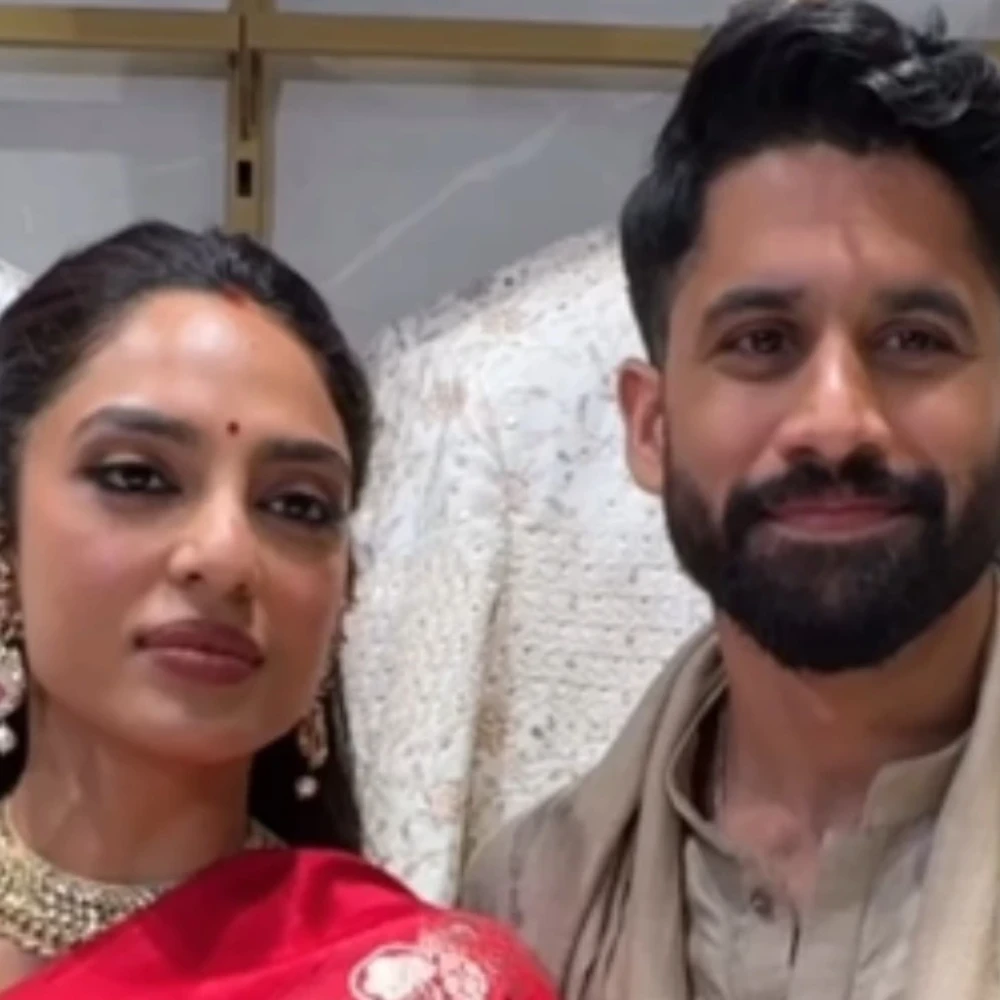 WATCH: Sobhita Dhulipala glows in bridal red saree and sindoor with Naga Chaitanya at an event