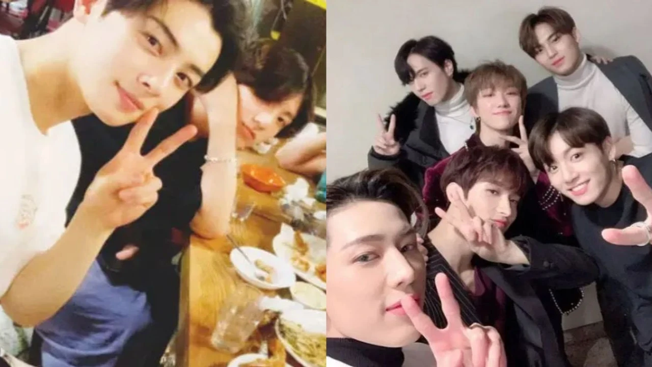 Jungkook and Cha Eun Woo, 97 liner group: courtesy of BTS' X, BamBam's Instagram Jungkook and Cha Eun Woo, 97 liner group: courtesy of BTS' X, BamBam's Instagram