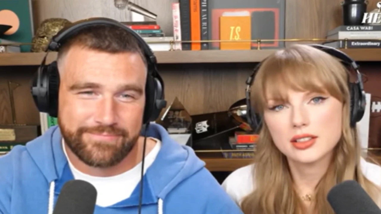 Travis Kelce and Taylor Swift via New Heights podcast/YouTube YouTube