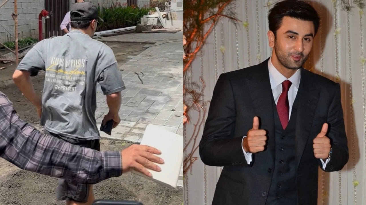 Pic credit: Pinkvilla Ranbir Kapoor visits his almost-ready bungalow in Bandra worth Rs 250 crore, rushes inside without posing for paps