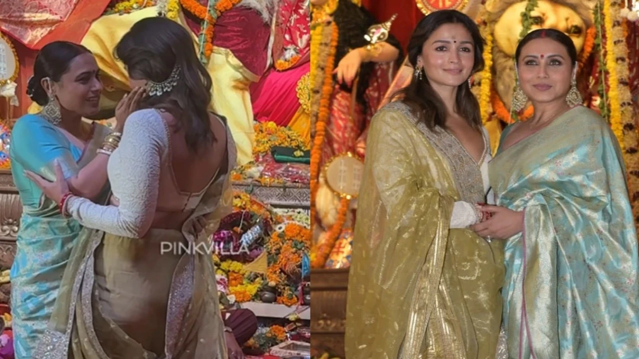 Alia Bhatt wows in Bengali look as she visits Rani Mukerji and Kajol's Durga Puja pandal in Mumbai; WATCH