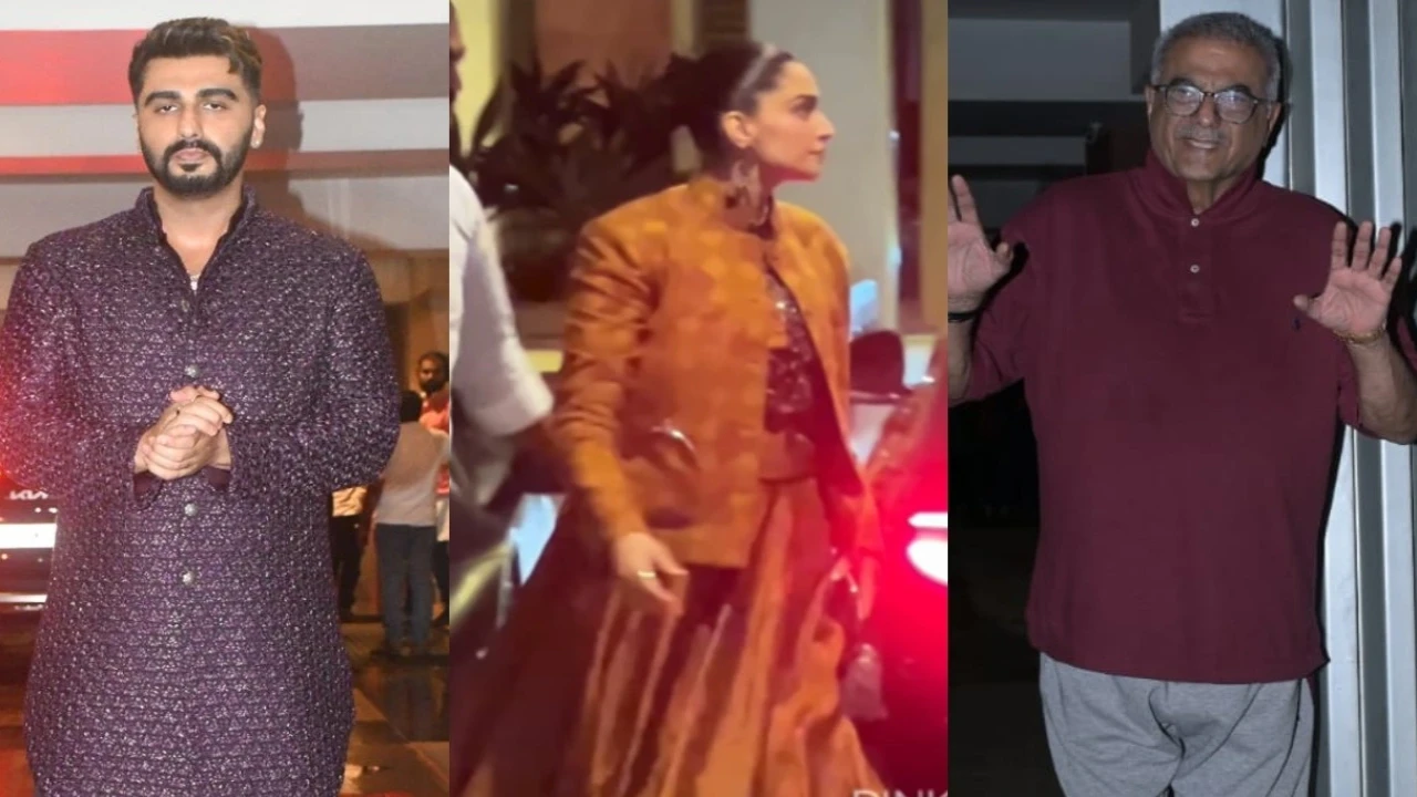 Mom-to-be Sonam Kapoor turns heads with her fashion look at sister Anshula’s engagement; Arjun Kapoor, Boney Kapoor attend