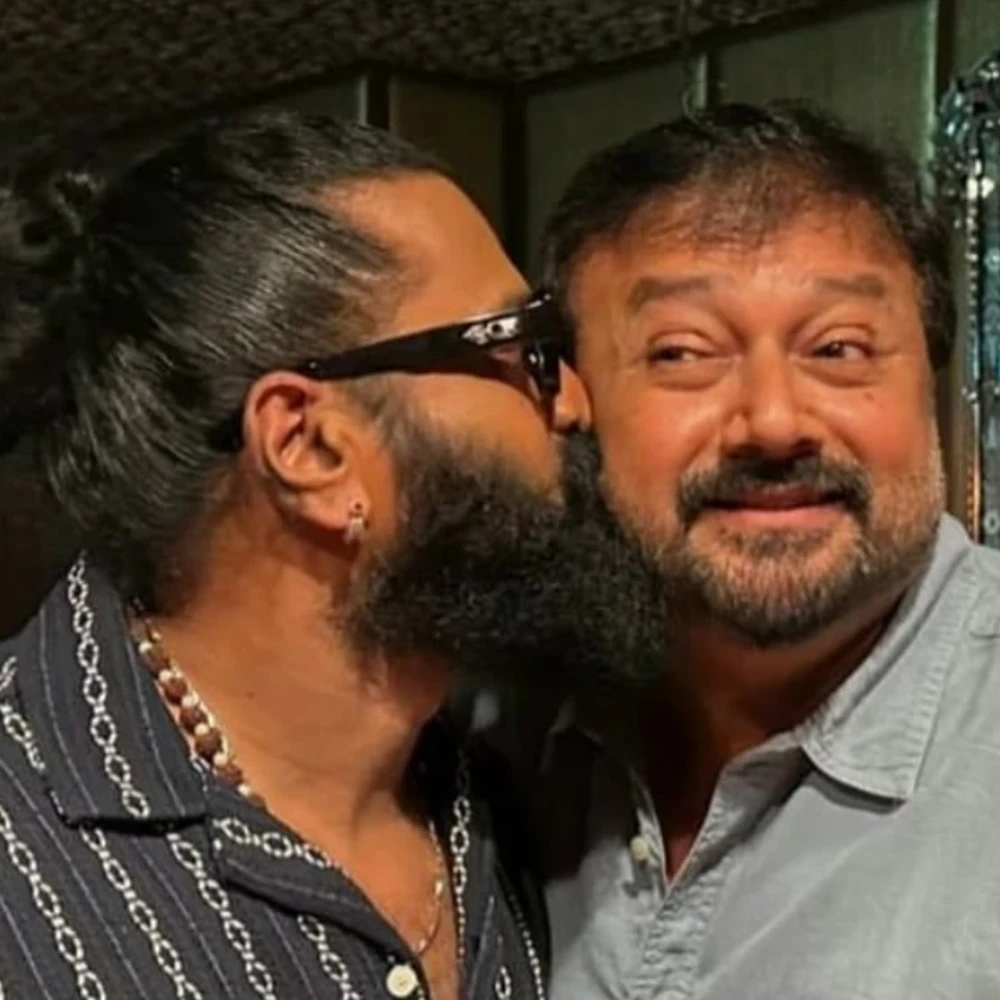 Pic: Kantara Chapter 1 stars Rishab Shetty and Jayaram reunite, share a kiss moment