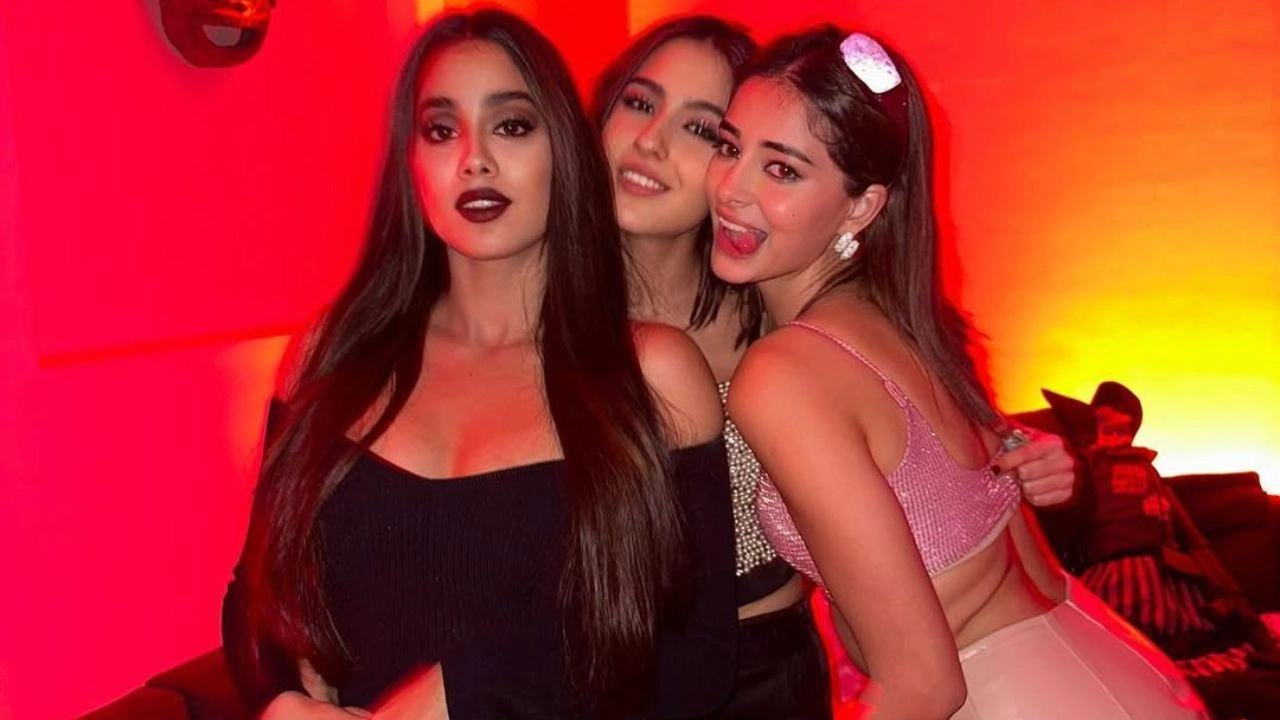 Janhvi Kapoor as Morticia Addams with Ananya Panday and Sara Ali Khan (via Instagram) Janhvi Kapoor as Morticia Addams with Ananya Panday and Sara Ali Khan (via Instagram)