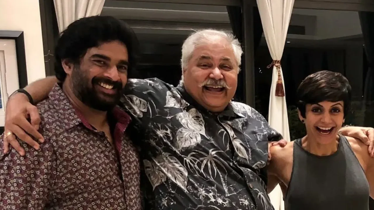 Satish Shah with R Madhavan, Mandira Bedi: courtesy of R Madhavan's Instagram Satish Shah with R Madhavan, Mandira Bedi: courtesy of R Madhavan's Instagram